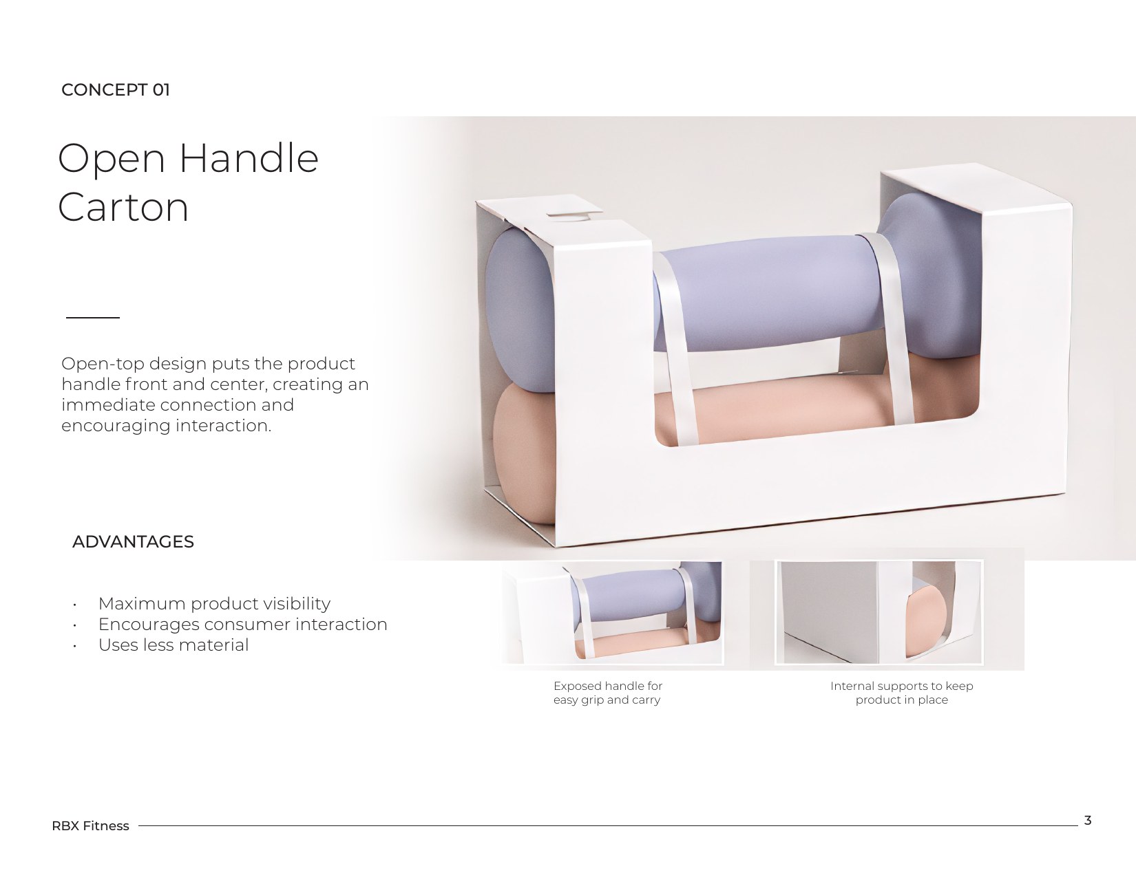 Open handle carton structural packaging concept